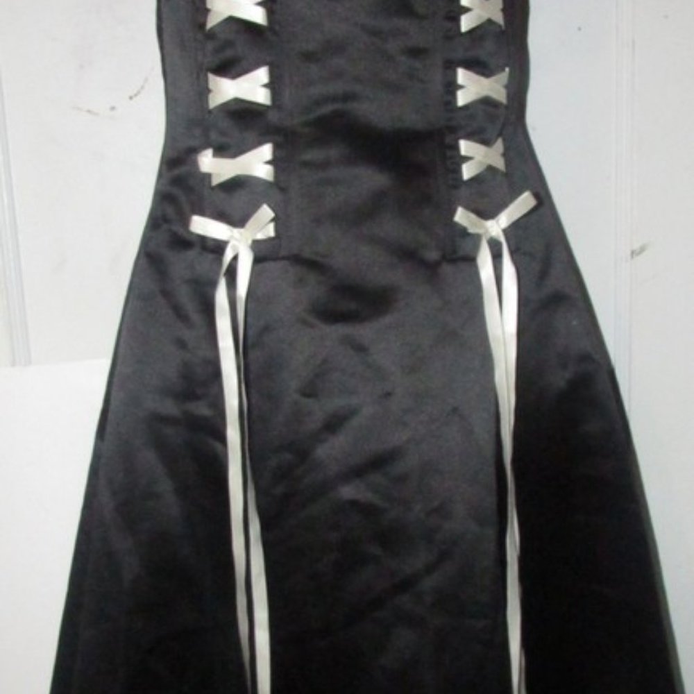 Jessica McClintock Black Silk Strapless Corset Mid - Picture 4 of 8